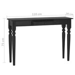 Vidaxl table console noir clair 110x30x75 cm bois d'acajou massif
