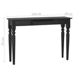 vidaXL Table console Noir clair 110x30x75 cm Bois d'acajou massif