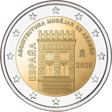 Pièce de monnaie 2 euro commémorative espagne 2020 – architecture mudéjare d’aragon