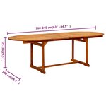 vidaXL Table à dîner de jardin (160-240)x100x75cm Bois d'acacia massif