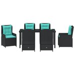 vidaXL Ensemble de salle à manger pour jardin 7 Pièces Noir Osier PE