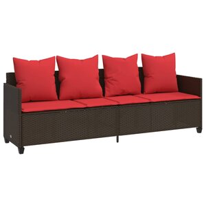 vidaXL Chaise longue avec coussins marron résine tressée