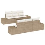 vidaXL Ensemble de canapé de jardin 7 Pièces Beige Poly rotin