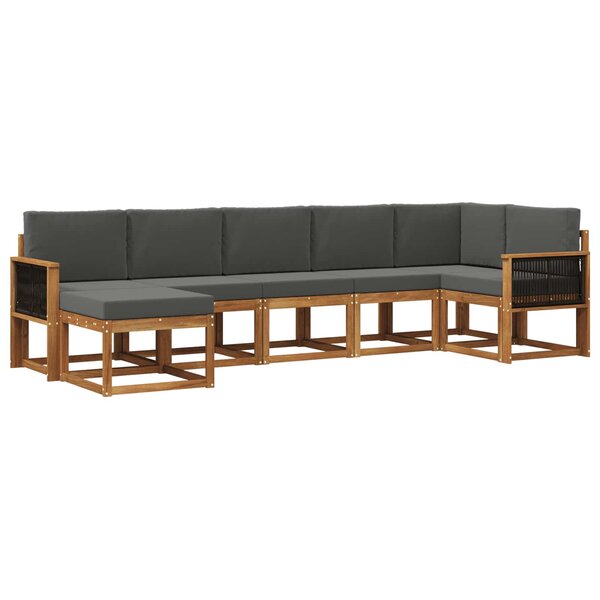 vidaXL Ensemble de canapés d'extérieur 7 Pièces Naturel et Anthracite