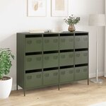 vidaXL Buffet vert olive 135x39x103 5 cm acier laminé à froid