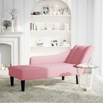 vidaXL Fauteuil long avec accoudoir droit rose velours