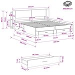 vidaXL Cadre de lit avec rangement Gris béton 200 x 200 cm