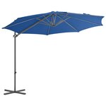 vidaXL Parasol déporté avec mât en acier Bleu azuré 300 cm