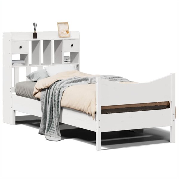 vidaXL Cadre de lit sans matelas blanc 90x190 cm bois de pin massif
