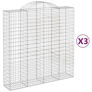 vidaXL Paniers à gabions arqués 3 Pièces 200x50x200/220 cm Fer galvanisé