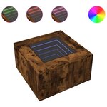 vidaXL Table basse avec LED chêne fumé 60x60x40 cm bois d'ingénierie