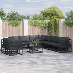 vidaXL Ensemble de canapé de jardin 10 Pièces Noir 70 x 70 x 32 cm