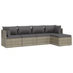 vidaXL Salon de jardin 5 Pièces avec coussins Gris Résine tressée