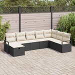 vidaXL Ensemble de canapé de jardin 8 Pièces Noir Poly rotin
