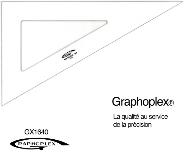 Equerre 60° 3 bords anti-taches 42 cm