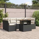 vidaXL Ensemble de canapé de jardin avec coussin 7 Pièces Noir et crème