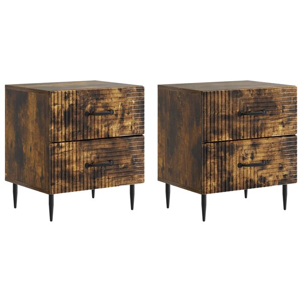 vidaXL Cabinet de chevet 2 Pièces Chêne fumé 43 x 34 5 x 47 5 cm