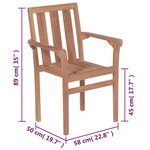 vidaXL Chaises de jardin empilables 8 Pièces Bois de teck solide