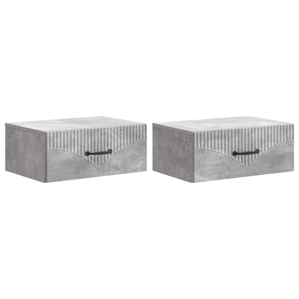 vidaXL Cabinet de chevet mural 2 Pièces Gris béton 49 x 34 5 x 20 cm