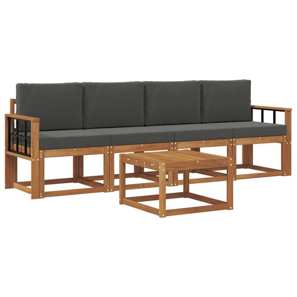 vidaXL Ensemble de canapés d'extérieur 5 pc Naturel et Anthracite