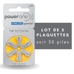 30 piles auditives powerone p10 sans mercure  5 plaquettes