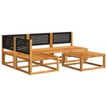 vidaXL Ensemble de canapés de jardin 5 pièces avec coussins en bois d'acacia et rotin