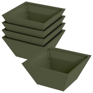vidaXL Cache-pot de jardin 5 Pièces Vert olive 35 x 35 x 15 cm