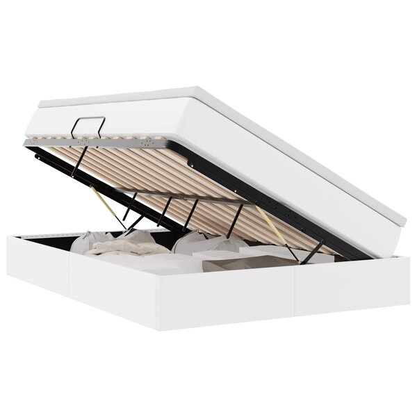 vidaXL Lit avec rangement et matelas Blanc 140 x 190 cm Simili cuir