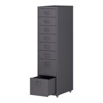 Caisson de bureau armoire meuble de rangement à roulettes avec 8 tiroirs 109 x 28 x 41 cm gris foncé 03_0009112