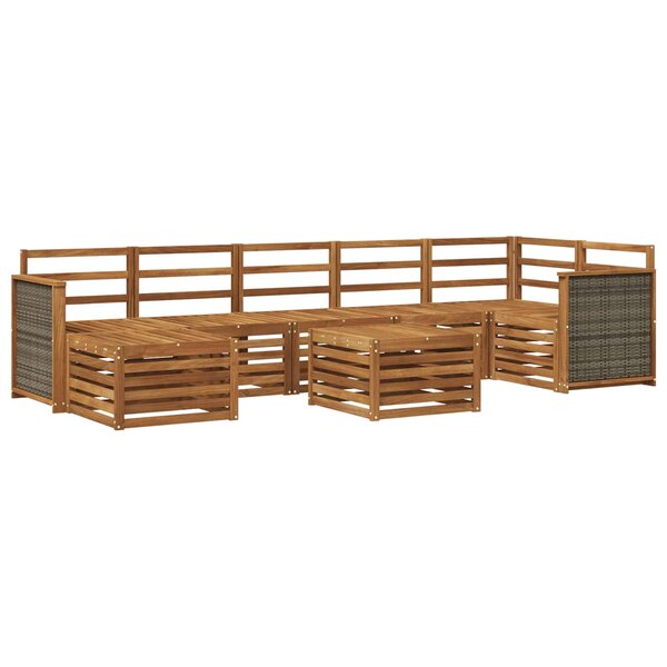 vidaXL Ensemble de canapés d'extérieur 7 Pièces Naturel