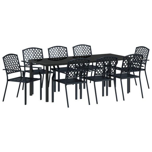 vidaXL Ensemble de Salle à Manger de Jardin 9 Pièces en Acier Anthracite