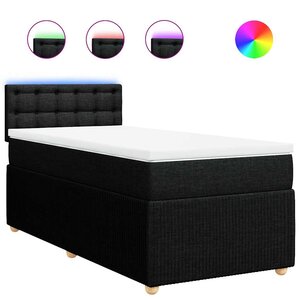vidaXL Sommier à lattes de lit avec matelas Noir 90x200 cm Tissu