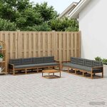 vidaXL Ensemble de canapés d'extérieur 9 Pièces Naturel et Anthracite