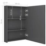 vidaXL Armoire de salle de bain à miroir LED gris brillant 50x13x70 cm