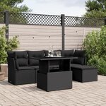vidaXL Salon de jardin 6 Pièces avec coussins noir résine tressée