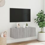 vidaXL Meuble TV mural avec lumières LED sonoma gris 80x35x31 cm