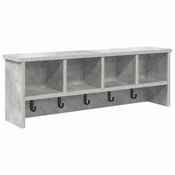 vidaXL Porte-manteau mural avec étagère Gris béton 75 x 16 x 26 cm