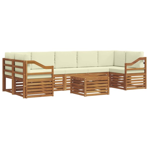 vidaXL Ensemble de canapés d'extérieur 8 pc Naturel et Crème