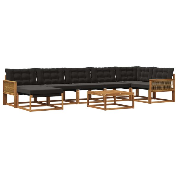 vidaXL Ensemble de canapés d'extérieur 8 Pièces Naturel et noir