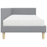 vidaXL Cadre de lit d'angle avec matelas Autre 2 Pièces Gris clair tissu