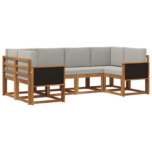vidaXL Ensemble de canapés d'extérieur 6 pc Naturel et gris clair