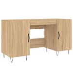 Bureau table poste de travail meuble d'ordinateur informatique étude chêne sonoma 140 x 50 x 75 cm bois d'ingénierie brun 02_0023651