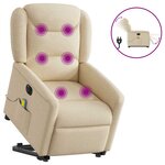 vidaXL Fauteuil inclinable de massage électrique Crème Tissu