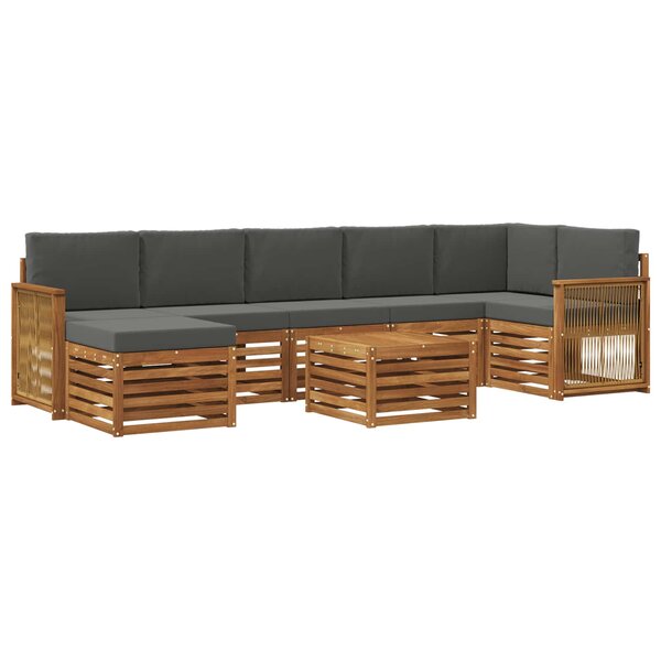 vidaXL Ensemble de canapés d'extérieur 7 pc Naturel et Anthracite