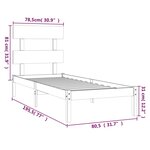 Vidaxl cadre de lit noir bois massif 75x190 cm petit simple