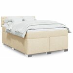 vidaXL Sommier à lattes de lit avec matelas Crème 140x200 cm Tissu