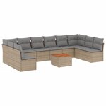 vidaXL Salon de jardin 11 Pièces avec coussins beige résine tressée