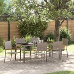 vidaXL Ensemble de salle à manger pour jardin 7 Pièces Gris