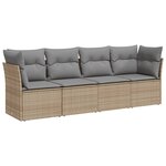vidaXL Salon de jardin avec coussins 4 Pièces beige résine tressée