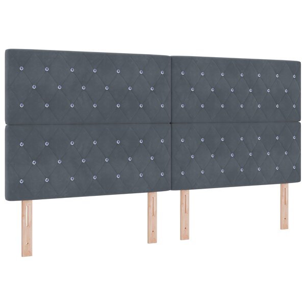 vidaXL Tête de lit avec boutons en cristal capitonnée gris foncé 200 cm en velours